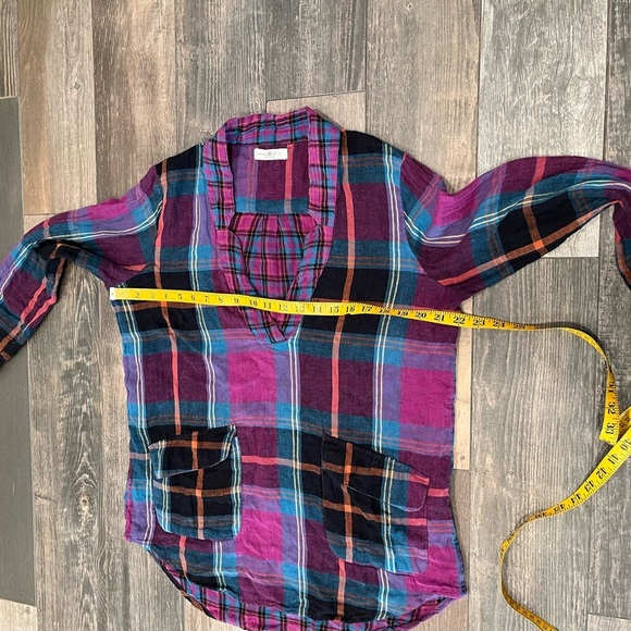 Natural Life Tunic Top Shirt Long Sleeve Colorful Plaid Pockets Boho Size Small - Picture 8 of 10